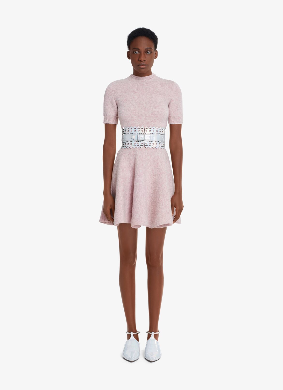 SHETLAND WOOL MINI-SKIRT ALAÏA ROSE CHINE SHETLAND WOOL MINI-SKIRT